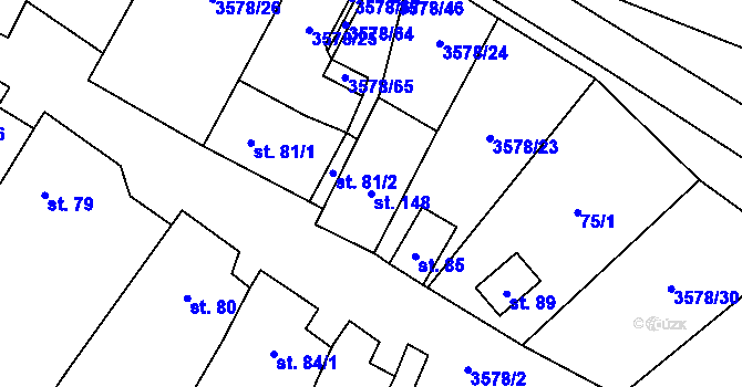 Parcela st. 148 v KÚ Senorady, Katastrální mapa