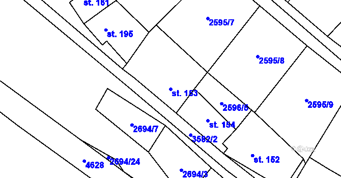Parcela st. 153 v KÚ Senorady, Katastrální mapa