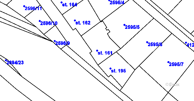 Parcela st. 161 v KÚ Senorady, Katastrální mapa