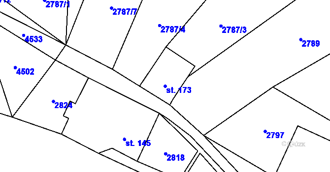 Parcela st. 173 v KÚ Senorady, Katastrální mapa