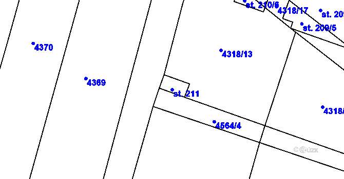 Parcela st. 211 v KÚ Senorady, Katastrální mapa