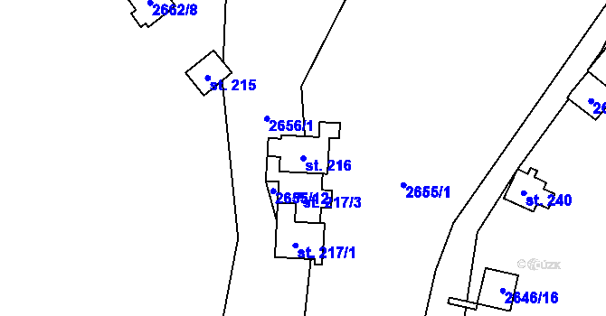 Parcela st. 216 v KÚ Senorady, Katastrální mapa