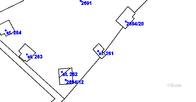 Parcela st. 261 v KÚ Senorady, Katastrální mapa