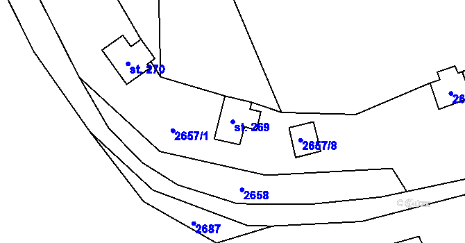 Parcela st. 269 v KÚ Senorady, Katastrální mapa