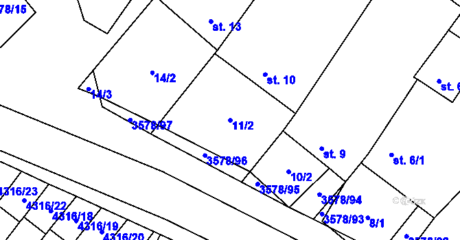 Parcela st. 11/2 v KÚ Senorady, Katastrální mapa