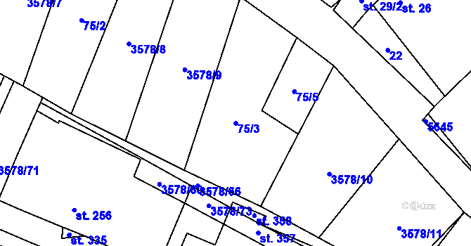 Parcela st. 75/3 v KÚ Senorady, Katastrální mapa