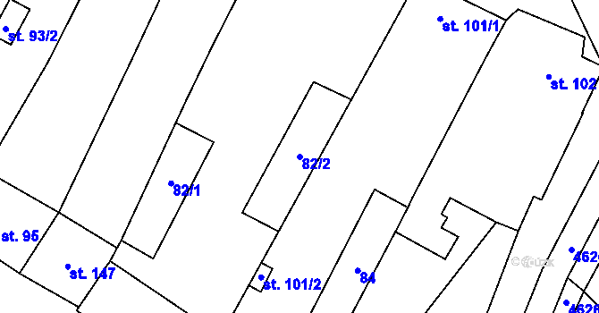 Parcela st. 82/2 v KÚ Senorady, Katastrální mapa
