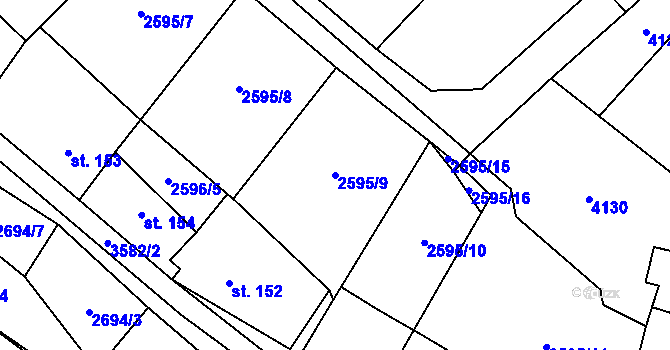 Parcela st. 2595/9 v KÚ Senorady, Katastrální mapa