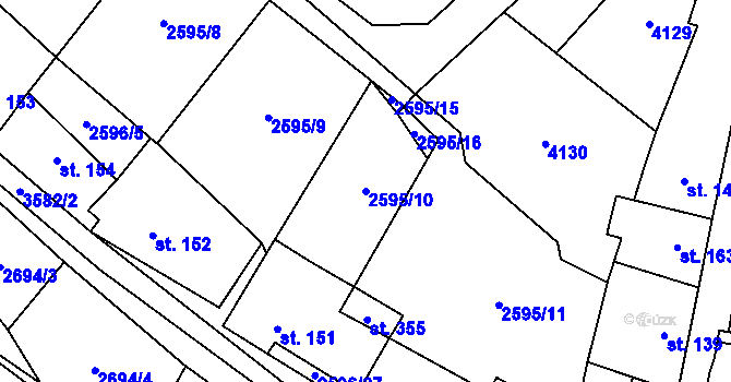 Parcela st. 2595/10 v KÚ Senorady, Katastrální mapa