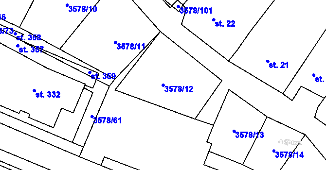 Parcela st. 3578/12 v KÚ Senorady, Katastrální mapa