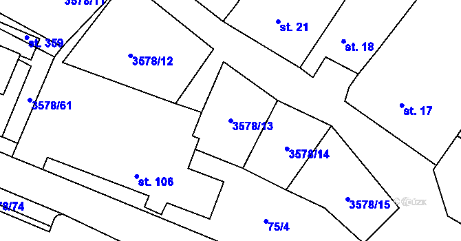 Parcela st. 3578/13 v KÚ Senorady, Katastrální mapa