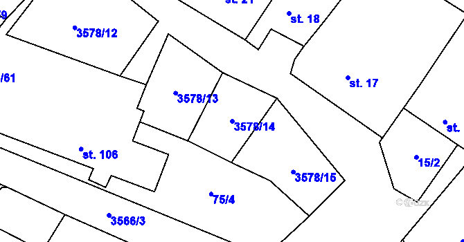Parcela st. 3578/14 v KÚ Senorady, Katastrální mapa