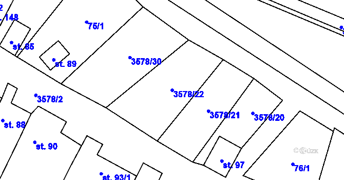 Parcela st. 3578/22 v KÚ Senorady, Katastrální mapa