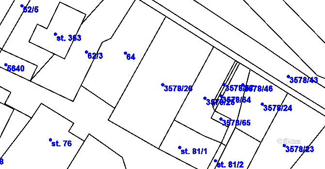 Parcela st. 3578/26 v KÚ Senorady, Katastrální mapa