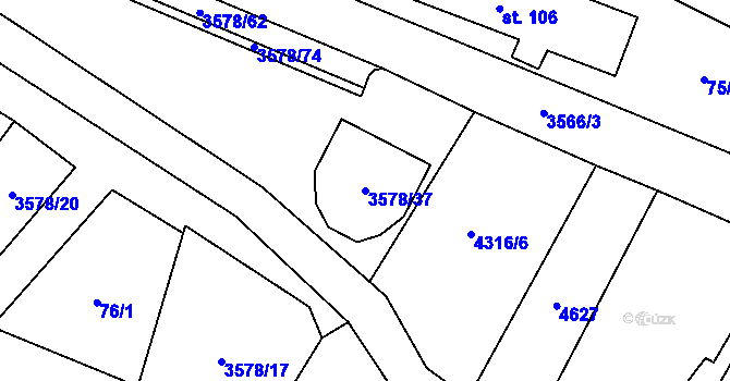 Parcela st. 3578/37 v KÚ Senorady, Katastrální mapa