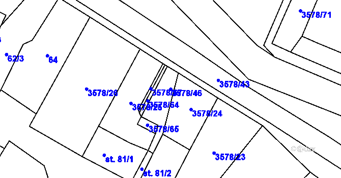 Parcela st. 3578/46 v KÚ Senorady, Katastrální mapa