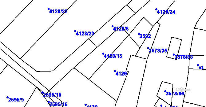 Parcela st. 4128/13 v KÚ Senorady, Katastrální mapa