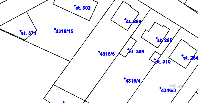 Parcela st. 4316/5 v KÚ Senorady, Katastrální mapa