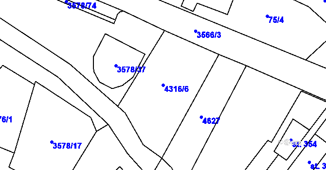 Parcela st. 4316/6 v KÚ Senorady, Katastrální mapa