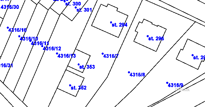 Parcela st. 4316/7 v KÚ Senorady, Katastrální mapa