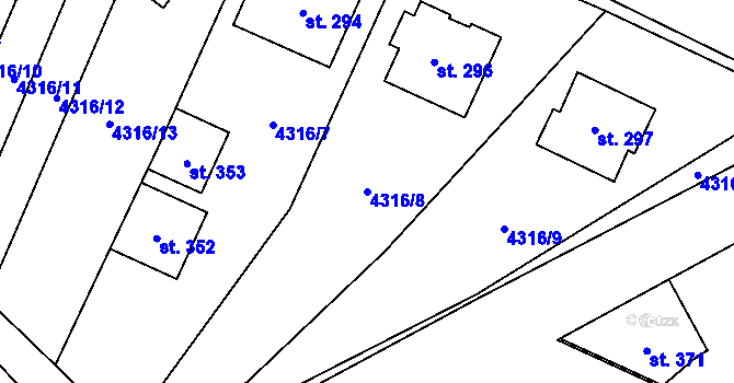 Parcela st. 4316/8 v KÚ Senorady, Katastrální mapa