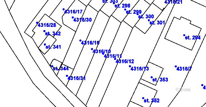 Parcela st. 4316/11 v KÚ Senorady, Katastrální mapa