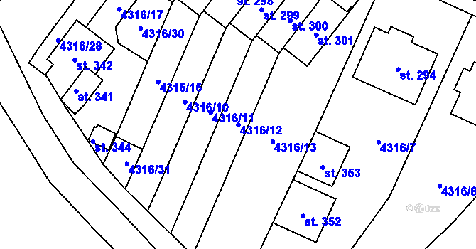 Parcela st. 4316/12 v KÚ Senorady, Katastrální mapa