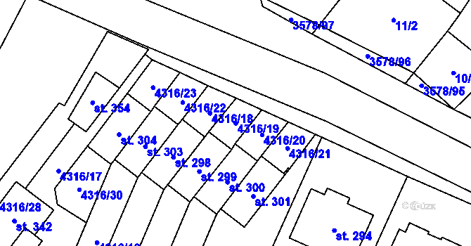 Parcela st. 4316/19 v KÚ Senorady, Katastrální mapa