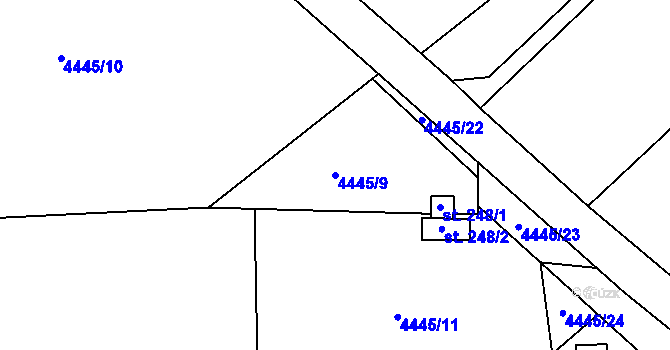Parcela st. 4445/9 v KÚ Senorady, Katastrální mapa