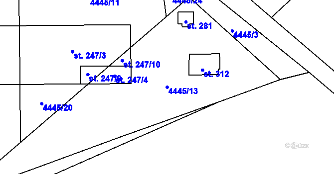 Parcela st. 4445/13 v KÚ Senorady, Katastrální mapa
