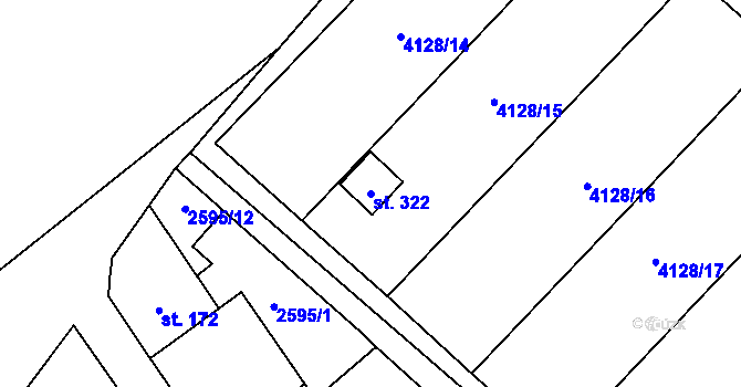 Parcela st. 322 v KÚ Senorady, Katastrální mapa