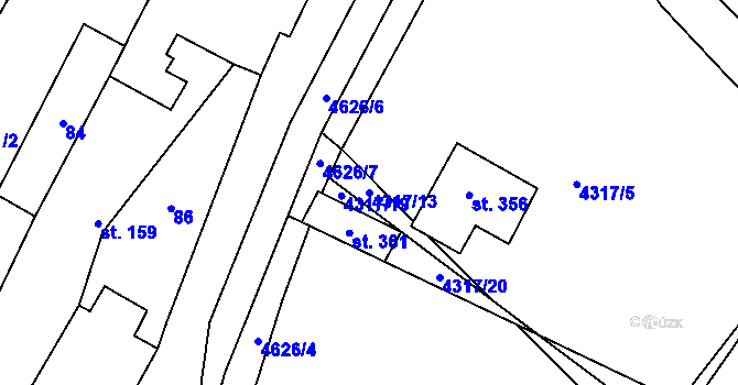 Parcela st. 4317/13 v KÚ Senorady, Katastrální mapa