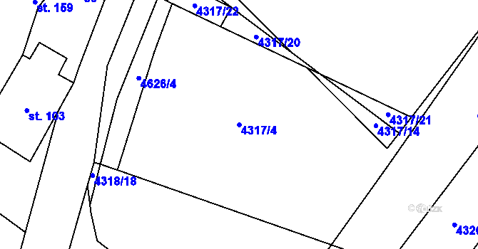 Parcela st. 4317/4 v KÚ Senorady, Katastrální mapa