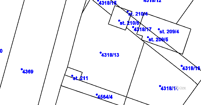 Parcela st. 4318/13 v KÚ Senorady, Katastrální mapa