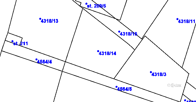 Parcela st. 4318/14 v KÚ Senorady, Katastrální mapa