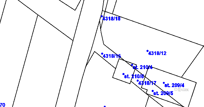Parcela st. 4318/15 v KÚ Senorady, Katastrální mapa