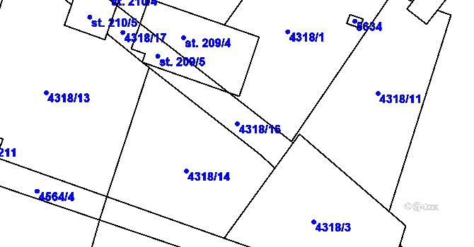 Parcela st. 4318/16 v KÚ Senorady, Katastrální mapa