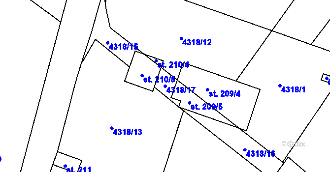 Parcela st. 4318/17 v KÚ Senorady, Katastrální mapa