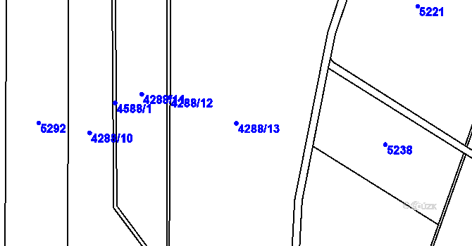 Parcela st. 4288/13 v KÚ Senorady, Katastrální mapa