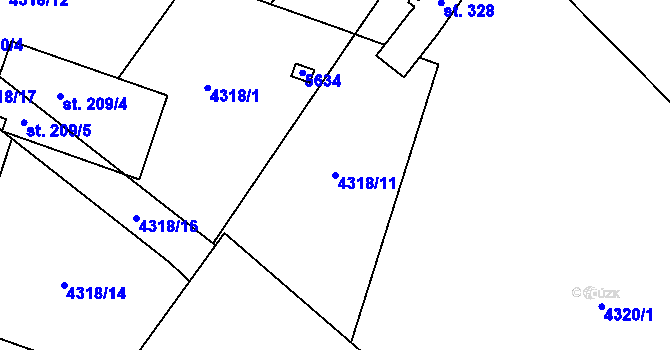 Parcela st. 4318/11 v KÚ Senorady, Katastrální mapa