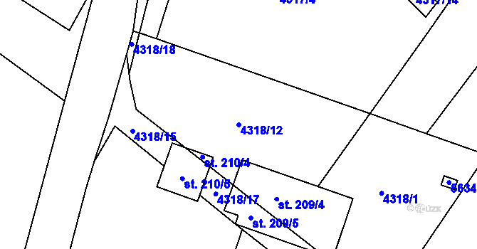 Parcela st. 4318/12 v KÚ Senorady, Katastrální mapa
