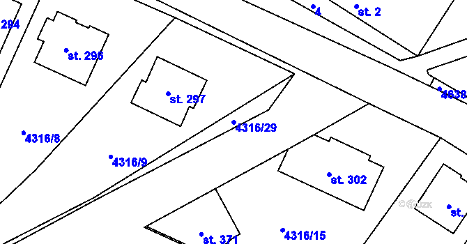 Parcela st. 4316/29 v KÚ Senorady, Katastrální mapa