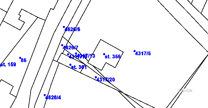 Parcela st. 356 v KÚ Senorady, Katastrální mapa