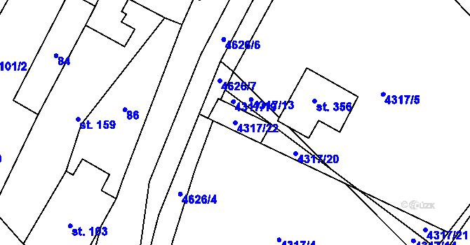 Parcela st. 4317/22 v KÚ Senorady, Katastrální mapa