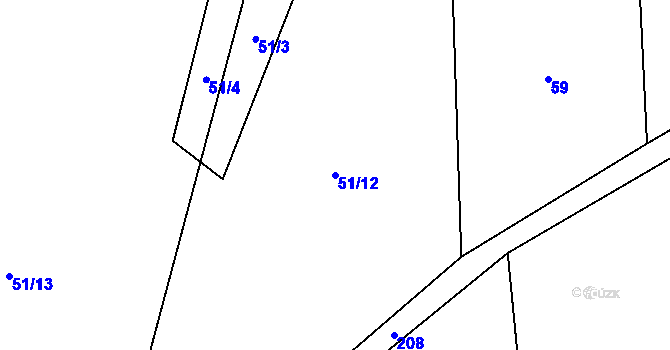 Parcela st. 51/12 v KÚ Nečice, Katastrální mapa