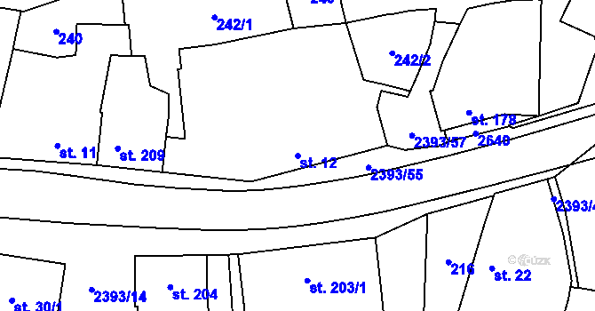 Parcela st. 12 v KÚ Senožaty, Katastrální mapa