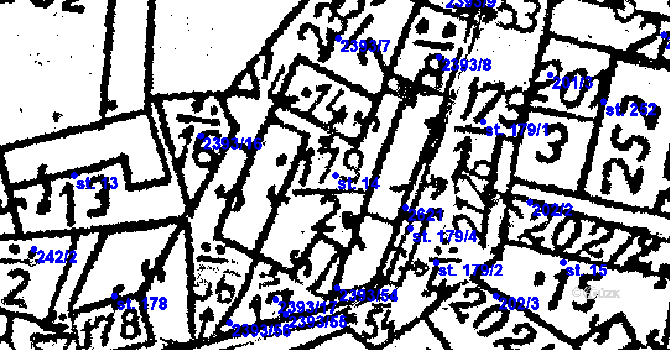 Parcela st. 14 v KÚ Senožaty, Katastrální mapa