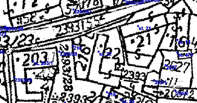 Parcela st. 22 v KÚ Senožaty, Katastrální mapa