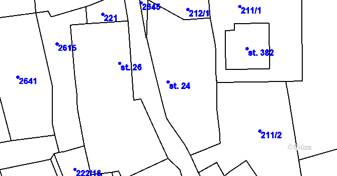 Parcela st. 24 v KÚ Senožaty, Katastrální mapa