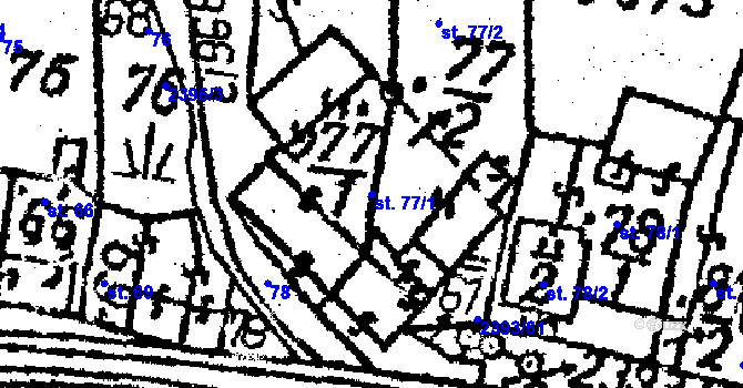 Parcela st. 77/1 v KÚ Senožaty, Katastrální mapa